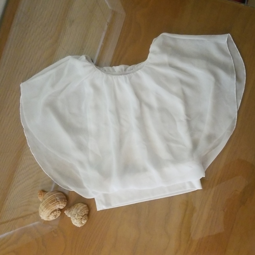 2Tween White Chiffon Butterfly Cap Sleeve Top 7/8